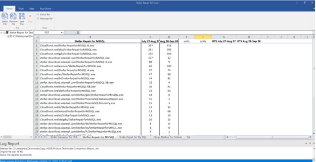 Preview of Recoverable Excel File Items