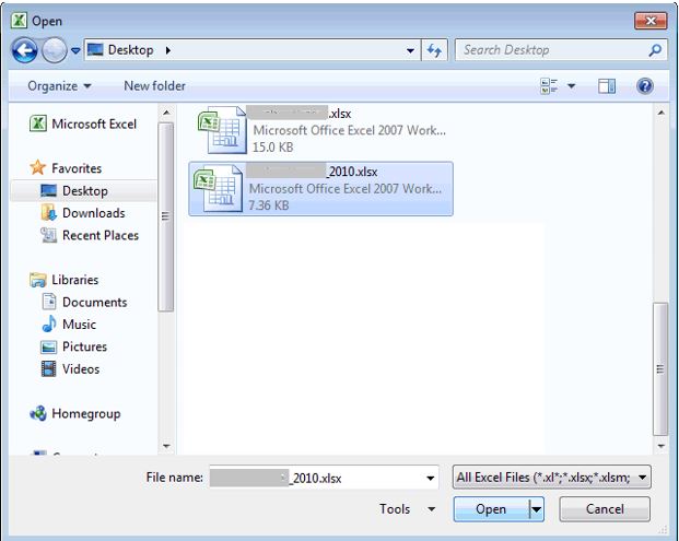 Browse Corrupt Excel 2010 File