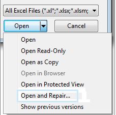 Select Open and Repair 
