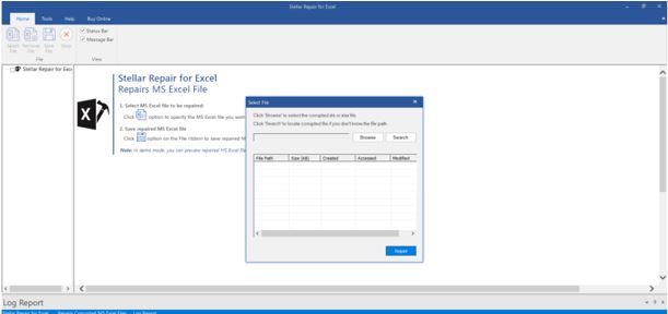 Select Corrupt Excel File in Stellar Repair for Excel