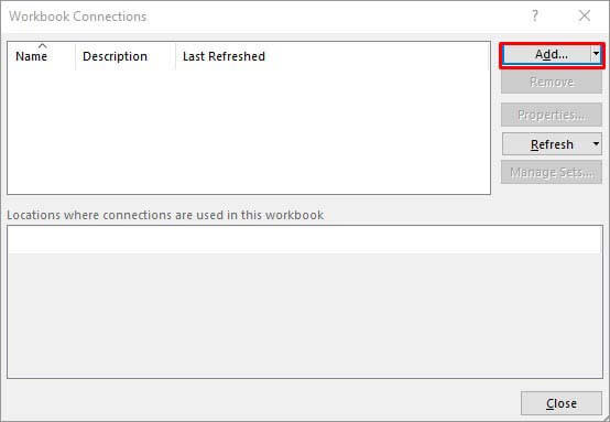 Add the option for the Workbook connections.