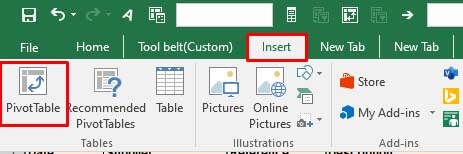 Inserting a Pivot Table from selection