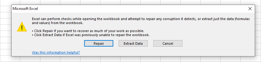 repair or extract excel data