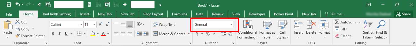 Navigate to Home and Click general drop down menu in Excel