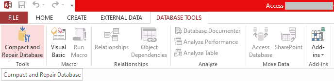 compact and repair database