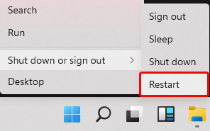 select restart option from Start menu