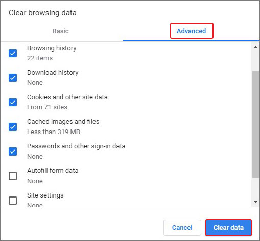 erase history, cache and passwords from google chrome