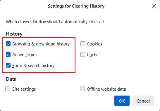choose active logins and other options