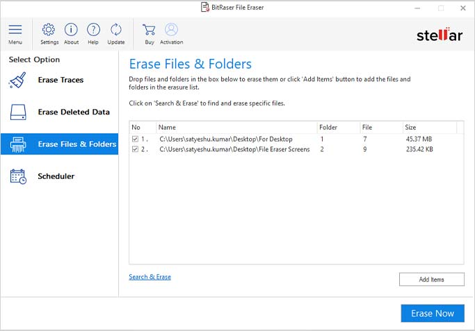 erase files and folders image
