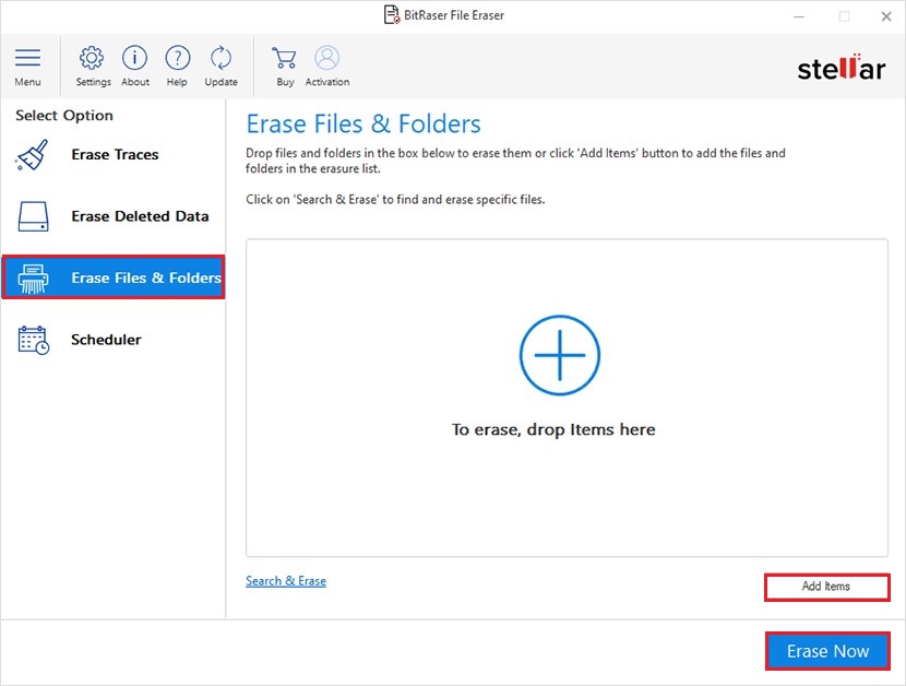 Add files or Folder to Erase Permanently