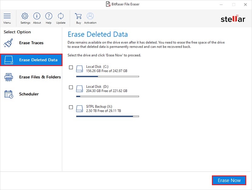 Choose to Delete Erased Data