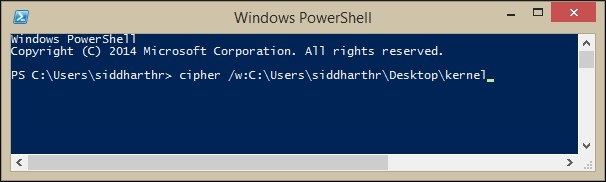 Run cipher w folder command in windows