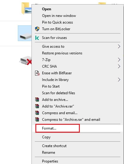 format drive from file explorer