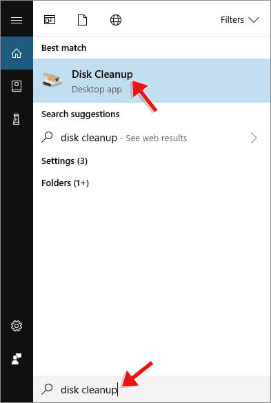Search and Open Disk Cleanup