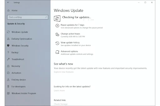 Check for the updates in Windows