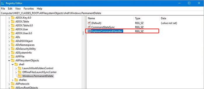 name second string value explorer command handler