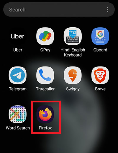 open Mozilla app in mobile