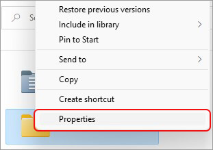 open properties of folder you can't access