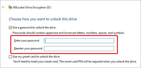 choose a password to encrypt hard drive