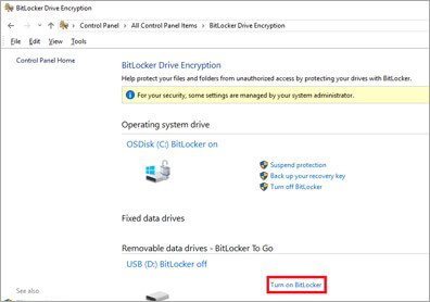 turn on bitlocker for external hard drive