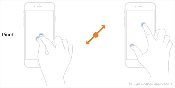 don't pinch and unpinch iPhone