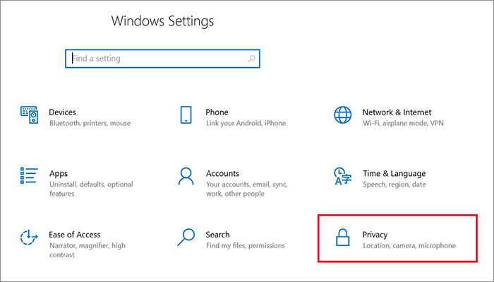 Windows setting