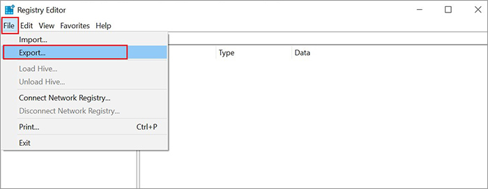 exporting registry