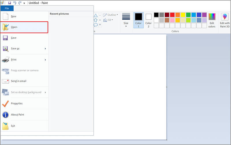 open image in ms-paint
