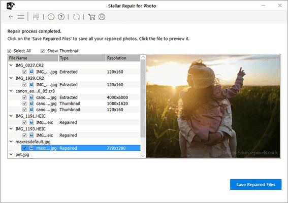 see the preview and save repaired files
