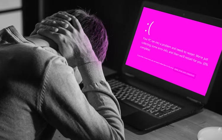 pink screen of death on windows computers