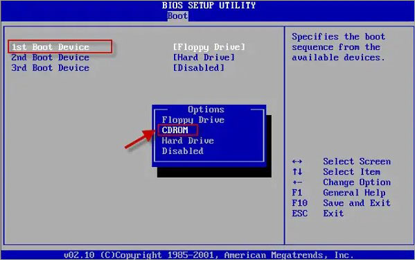 open bios to change boot sequence