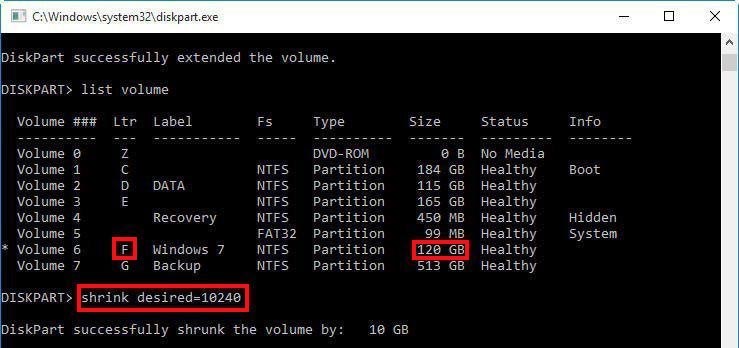 Shrink Partition