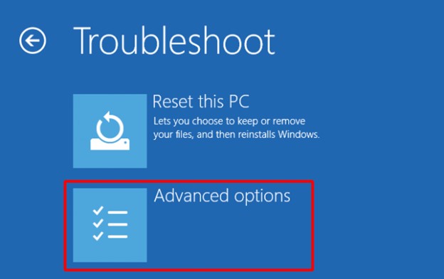 Troubleshoot > Advance Option