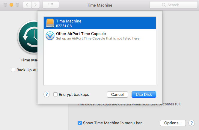 Use Disk Time Machine