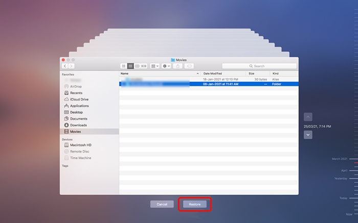 time machine restore