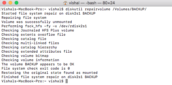 Repair mac external drive terminal