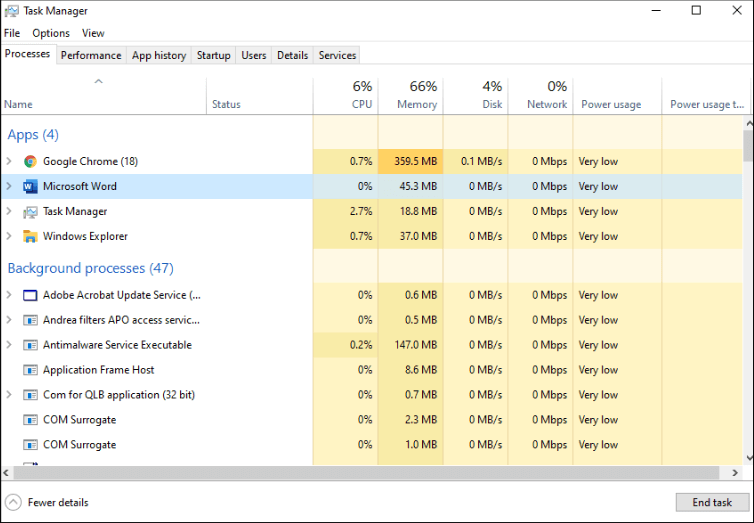 end task in task manager