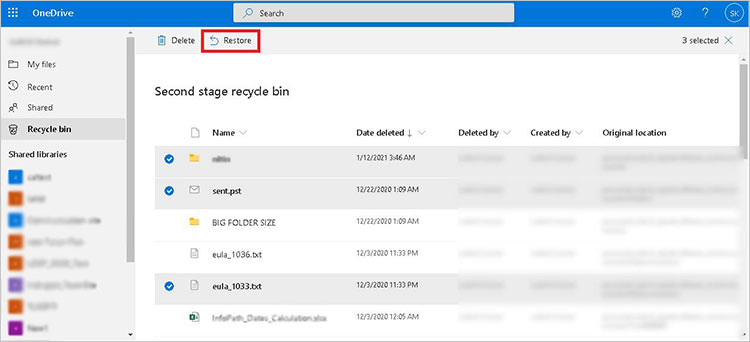 recover deleted photos from OneDrive's Second-stage Recycle Bin