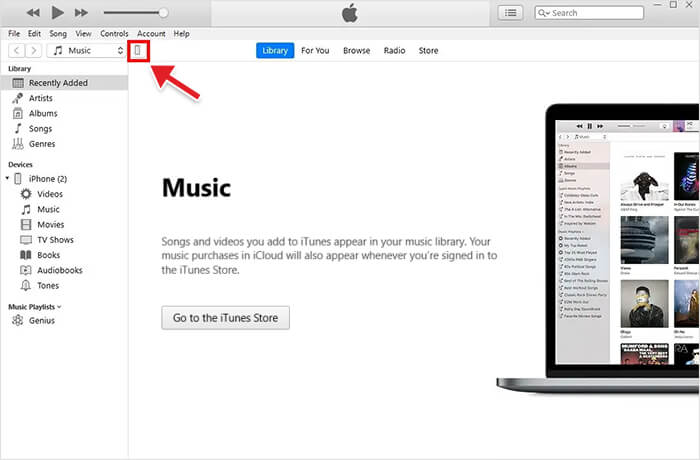 click on phone icon in iTunes window