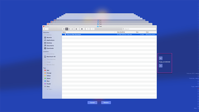 restore data from time machine