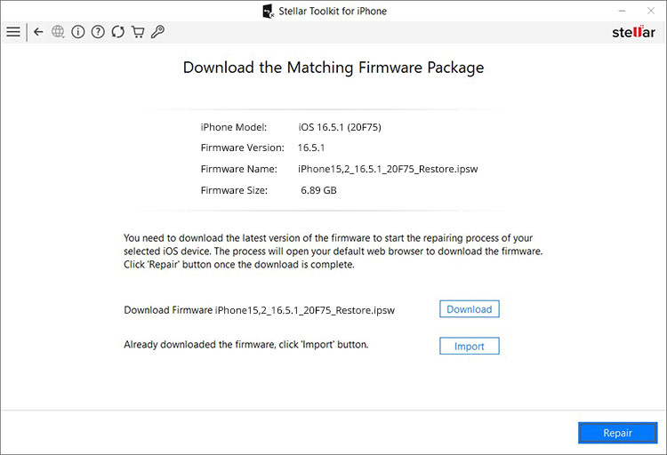 download matching firmware package -1