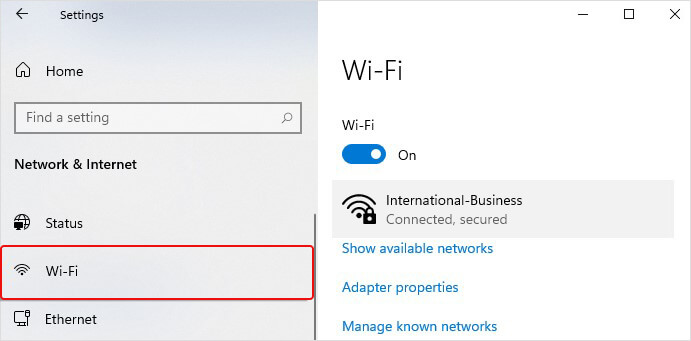 click wifi option