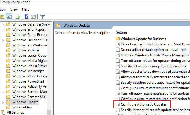 Select configure automatic update