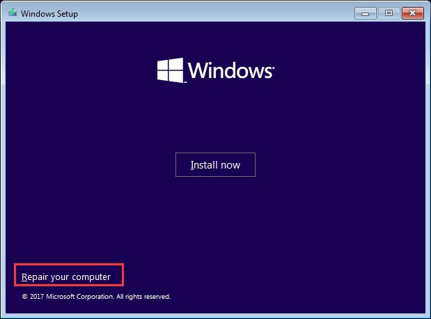 click on repair to repair windows 10 os image on your pc