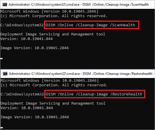 execute the dism commands one by one to fix frequent crashes on windows 11 pc