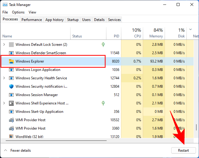 Task Manager Windows Explorer