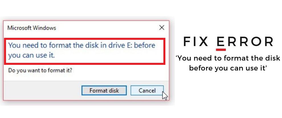 the disk in drive e is not formatted error