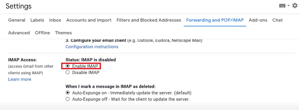  Enable IMAP Access in Gmail Account