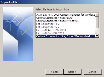 Choose Outlook Express