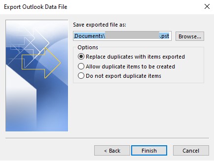 Converted PST File Location